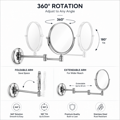 Premium Wall-Mounted Adjustable Bathroom Mirror